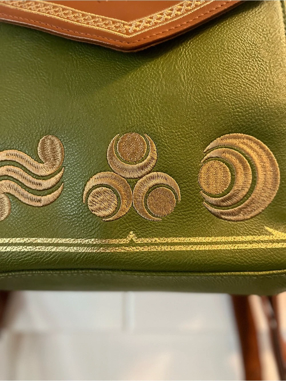 Zelda Green & Brown Leather Backpack